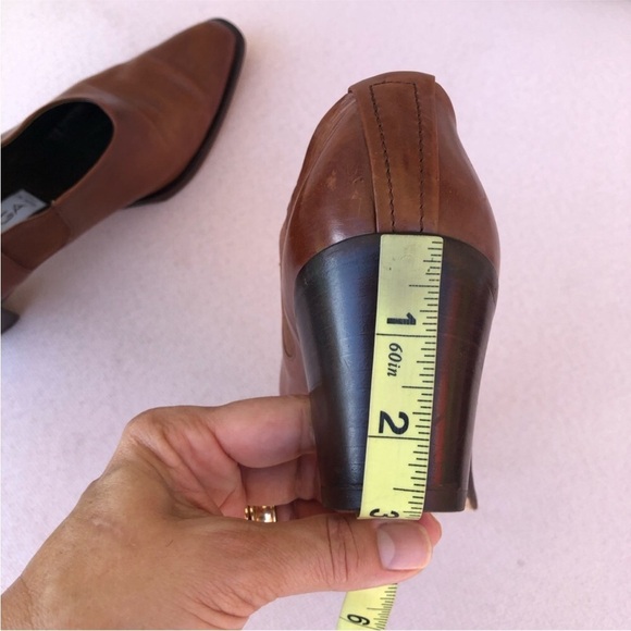 Via Spiga Made in Italy Vintage Coñac Leather Western  Pointed Toe Heel Shoes 9 - Picture 16 of 16